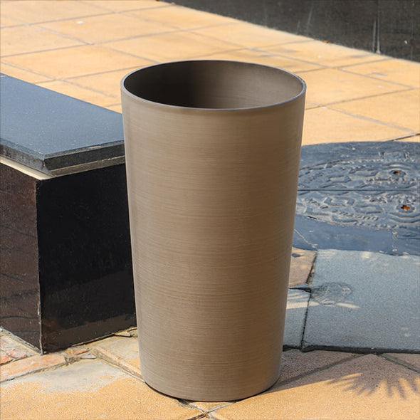 Tall Round Planter (Premium Plastic) - Brown