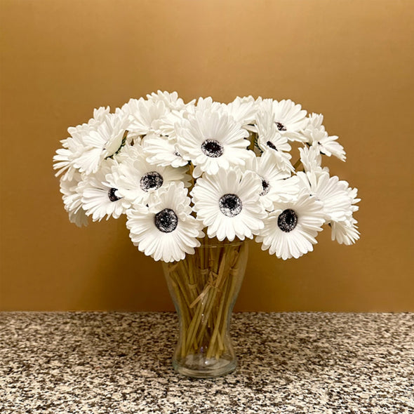 Artificial - Nearly Natural Gerbera Flower - White Black