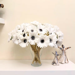 Artificial - Nearly Natural Gerbera Flower - White Black