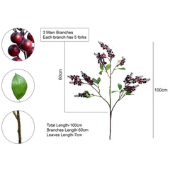 Artificial - Berry Fruits Branch - Dark Red