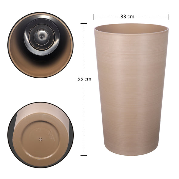 Tall Round Planter (Premium Plastic) - Brown