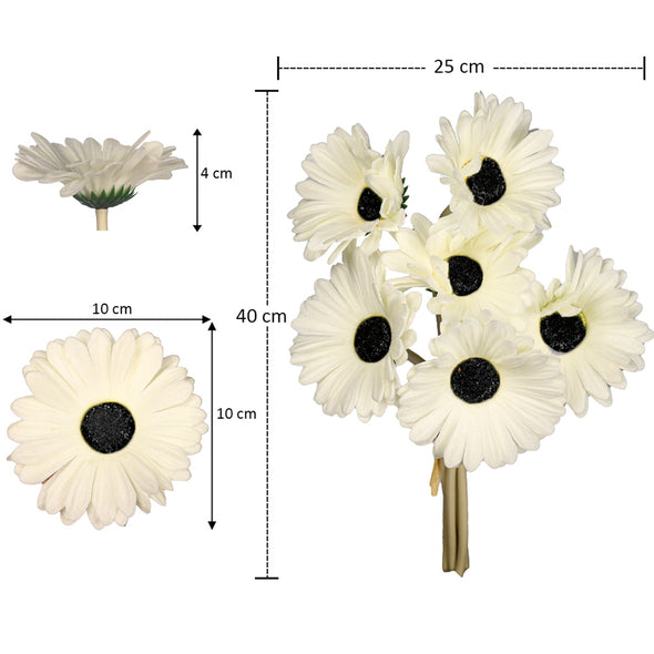 Artificial - Nearly Natural Gerbera Flower - White Black