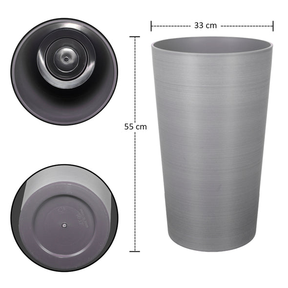 Tall Round Planter (Premium Plastic) - Gray