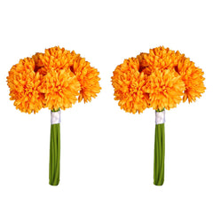 Artificial - Silk Pom Pom Flower - Orange