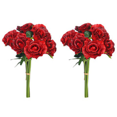 Artificial - Nearly Natural Real Touch Roses - Red