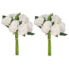 Artificial - Nearly Natural Real Touch Roses - White