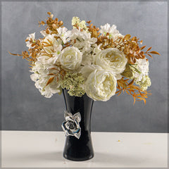 Artificial - Rose Bunch with Filler - White