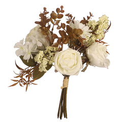 Artificial - Rose Bunch with Filler - White