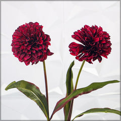 Artificial - Silk Daisyball Stems - Dark Red