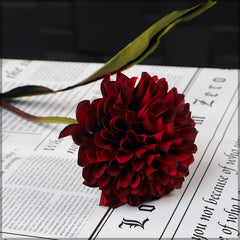 Artificial - Silk Daisyball Stems - Dark Red