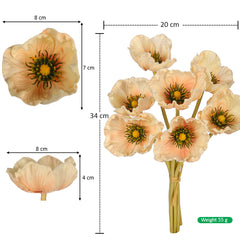 Artificial - Poppy Flowers - Champagne