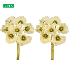 Artificial - Poppy Flowers - Cream