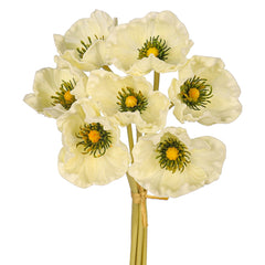 Artificial - Poppy Flowers - Cream