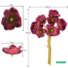 Artificial - Poppy Flowers - Purple