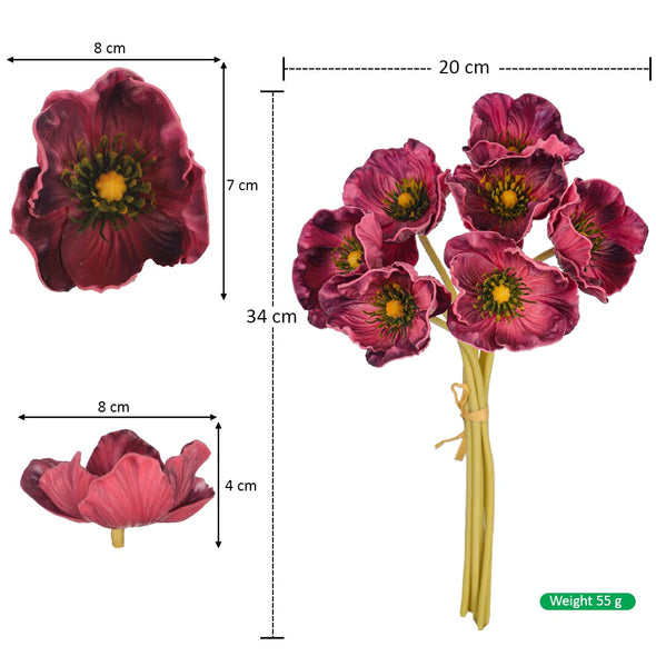 Artificial - Poppy Flowers - Purple