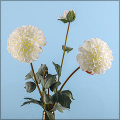 Artificial - Faux Dahlia Flower Stem - White