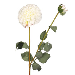 Artificial - Faux Dahlia Flower Stem - White