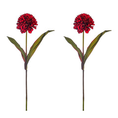 Artificial - Silk Daisyball Stems - Dark Red