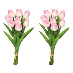 Artificial - Tulip Flowers - White Purple