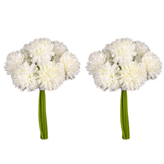 Artificial - Silk Pom Pom Flower - White