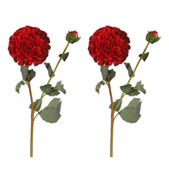 Artificial - Faux Dahlia Flower Stem - Dark Red