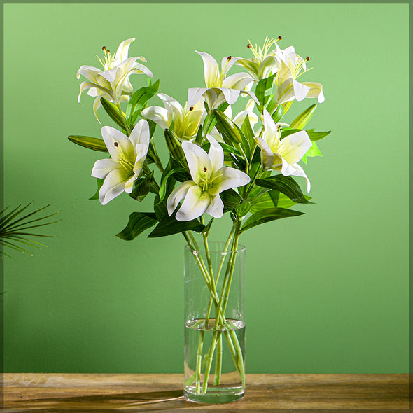 Artificial - Nearly Natural Lily Flowers White