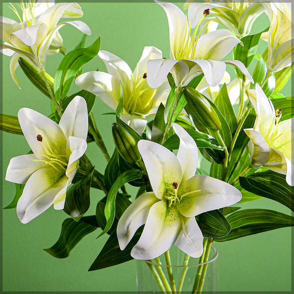 Artificial - Nearly Natural Lily Flowers White