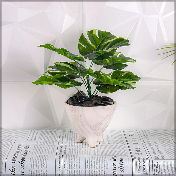 Artificial - Monstera Leaves Bunch - White Green