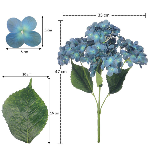 Artificial - Nearly Natural Hydrangea Flower - Peacock Blue