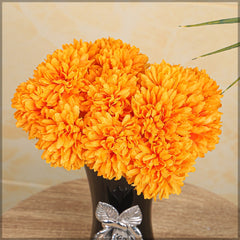 Artificial - Silk Pom Pom Flower - Orange