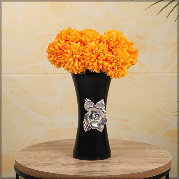 Artificial - Silk Pom Pom Flower - Orange