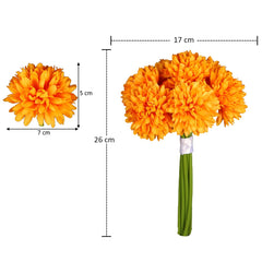 Artificial - Silk Pom Pom Flower - Orange