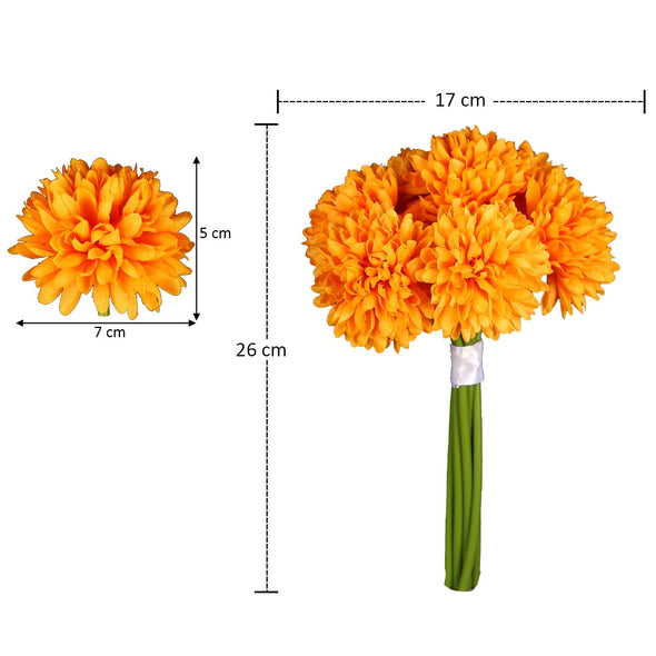 Artificial - Silk Pom Pom Flower - Orange