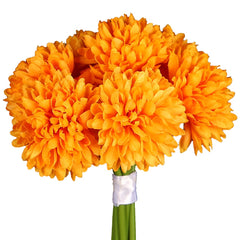 Artificial - Silk Pom Pom Flower - Orange