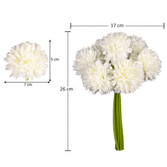 Artificial - Silk Pom Pom Flower - White