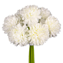 Artificial - Silk Pom Pom Flower - White