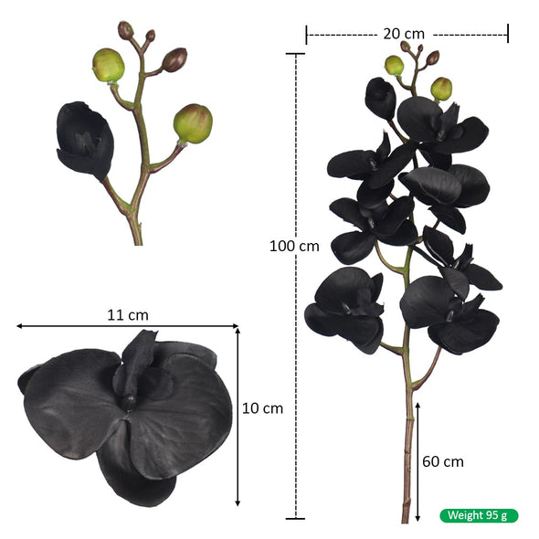 Artificial - Nearly Natural Orchid Flower Stem - Black