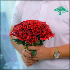 Artificial - Nearly Natural Real Touch Roses - Red