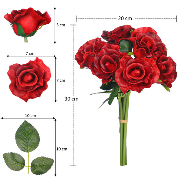 Artificial - Nearly Natural Real Touch Roses - Red