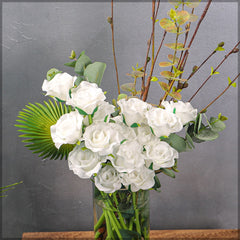 Artificial - Nearly Natural Real Touch Roses - White