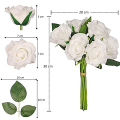 Artificial - Nearly Natural Real Touch Roses - White