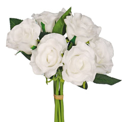 Artificial - Nearly Natural Real Touch Roses - White