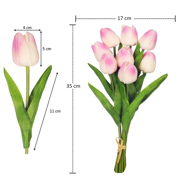 Artificial - Tulip Flowers - White Purple